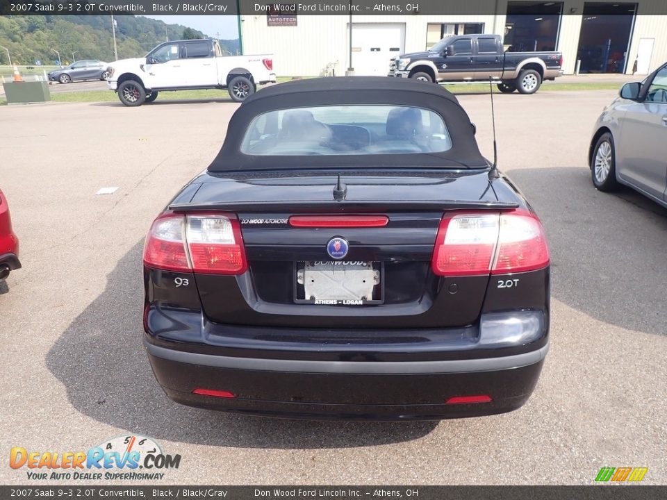 2007 Saab 9-3 2.0T Convertible Black / Black/Gray Photo #10