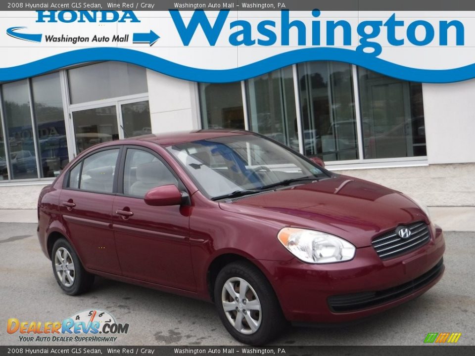 2008 Hyundai Accent GLS Sedan Wine Red / Gray Photo #1