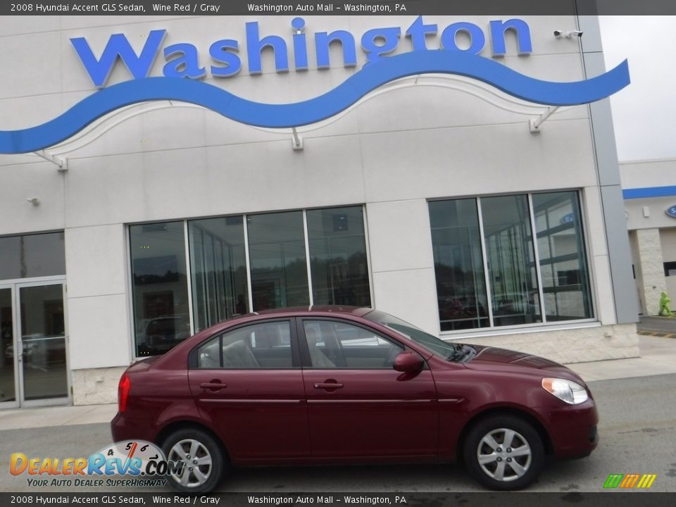 2008 Hyundai Accent GLS Sedan Wine Red / Gray Photo #2