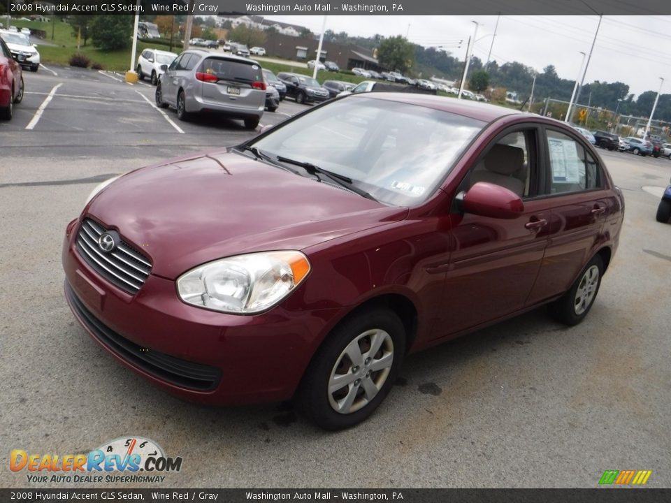 2008 Hyundai Accent GLS Sedan Wine Red / Gray Photo #4