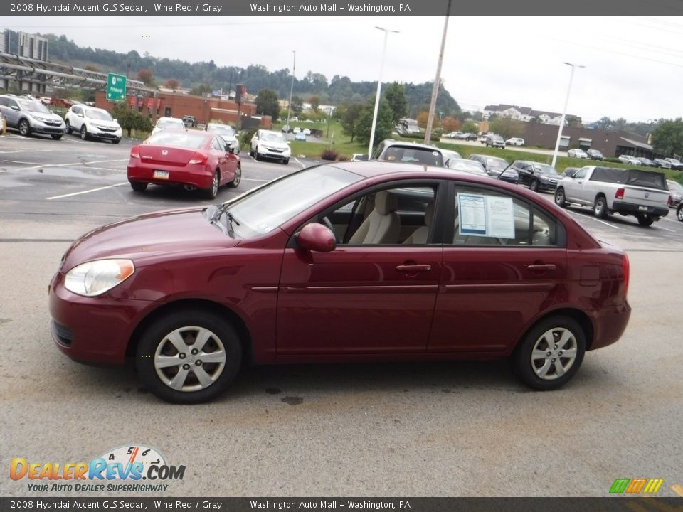 2008 Hyundai Accent GLS Sedan Wine Red / Gray Photo #5
