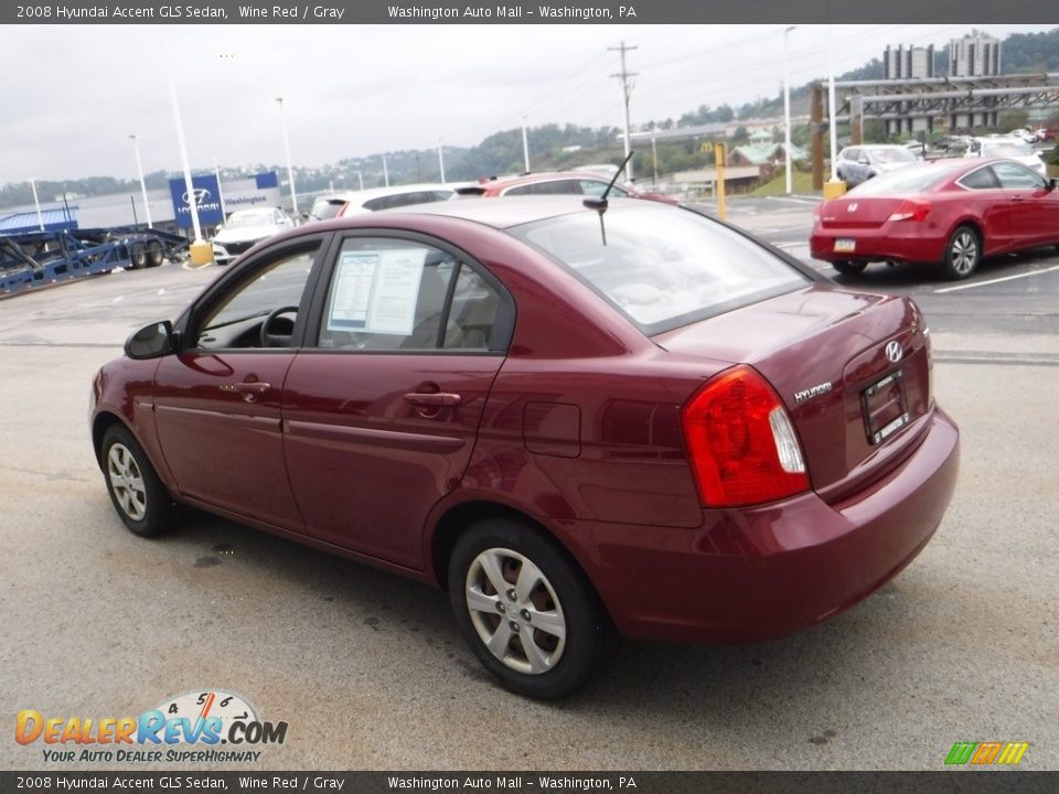 2008 Hyundai Accent GLS Sedan Wine Red / Gray Photo #6