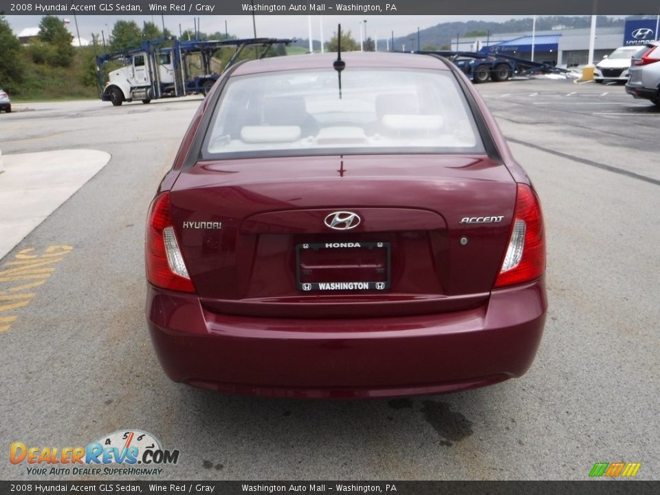 2008 Hyundai Accent GLS Sedan Wine Red / Gray Photo #7