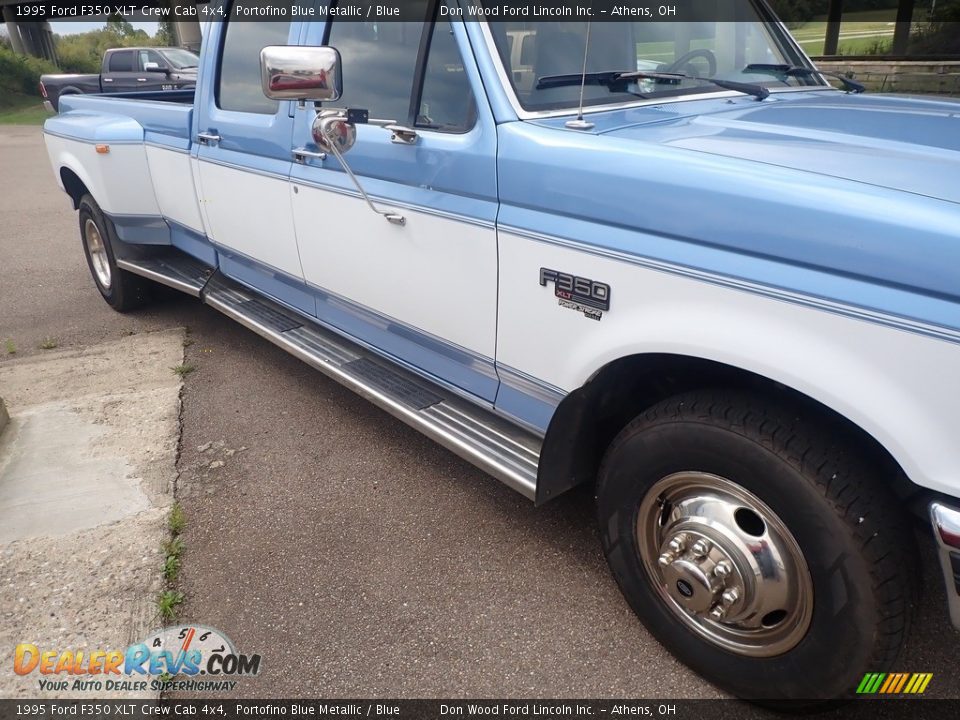 Portofino Blue Metallic 1995 Ford F350 XLT Crew Cab 4x4 Photo #3