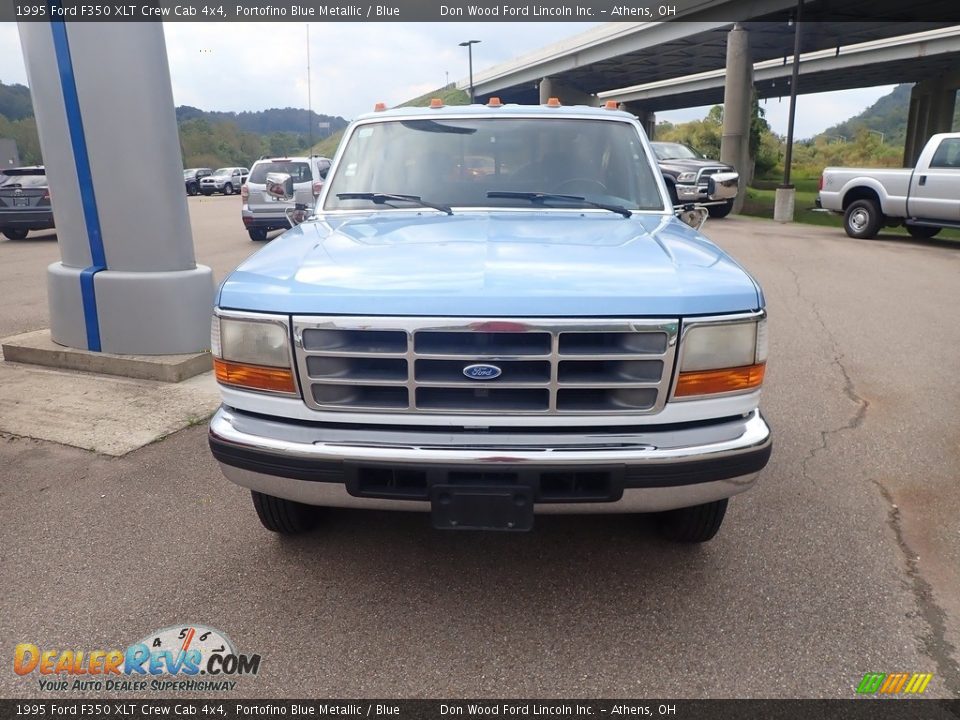 1995 Ford F350 XLT Crew Cab 4x4 Portofino Blue Metallic / Blue Photo #4