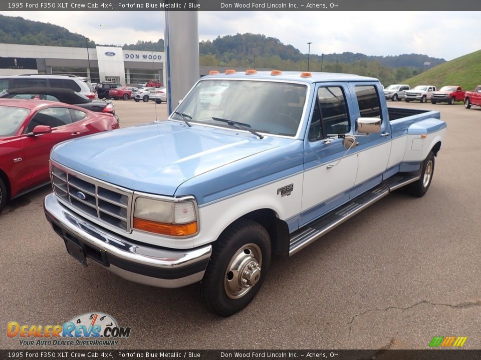 1995 Ford F350 XLT Crew Cab 4x4 Portofino Blue Metallic / Blue Photo #6