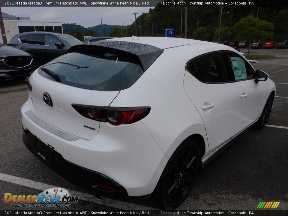 2021 Mazda Mazda3 Premium Hatchback AWD Snowflake White Pearl Mica / Red Photo #3