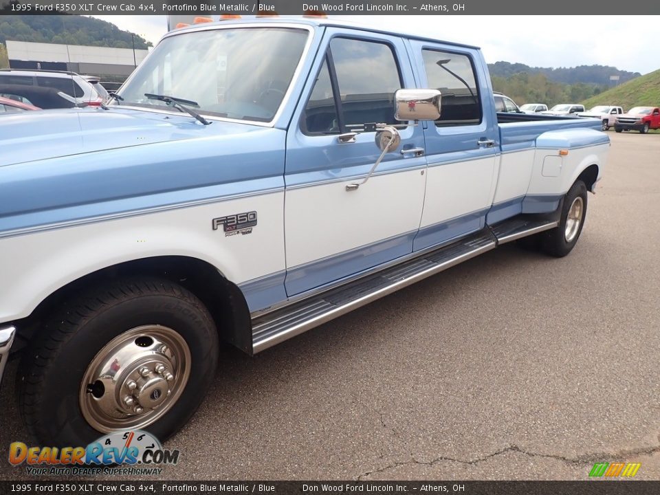 1995 Ford F350 XLT Crew Cab 4x4 Portofino Blue Metallic / Blue Photo #7