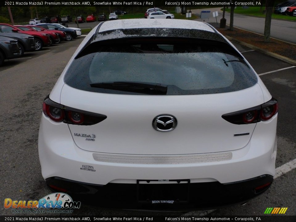 2021 Mazda Mazda3 Premium Hatchback AWD Snowflake White Pearl Mica / Red Photo #4