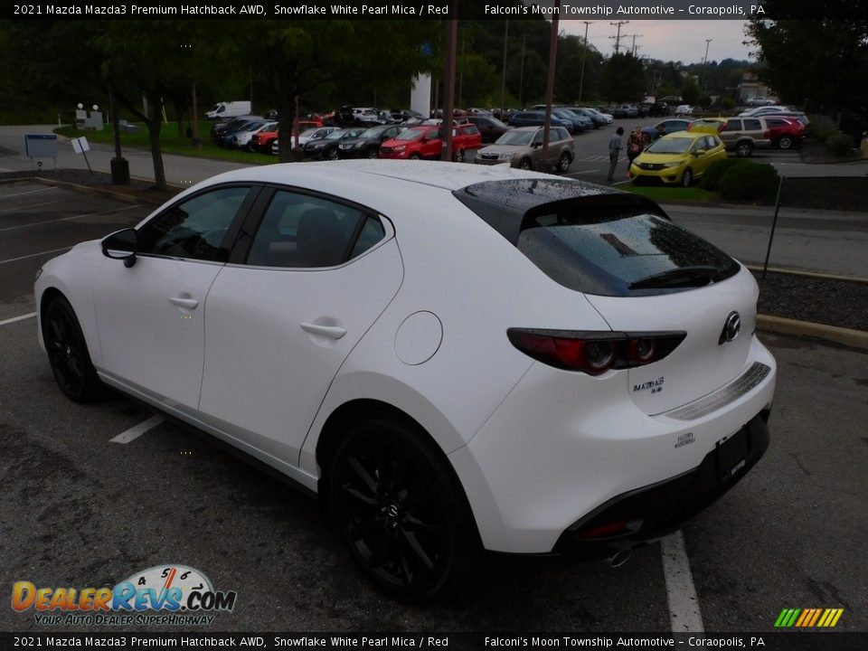 2021 Mazda Mazda3 Premium Hatchback AWD Snowflake White Pearl Mica / Red Photo #5