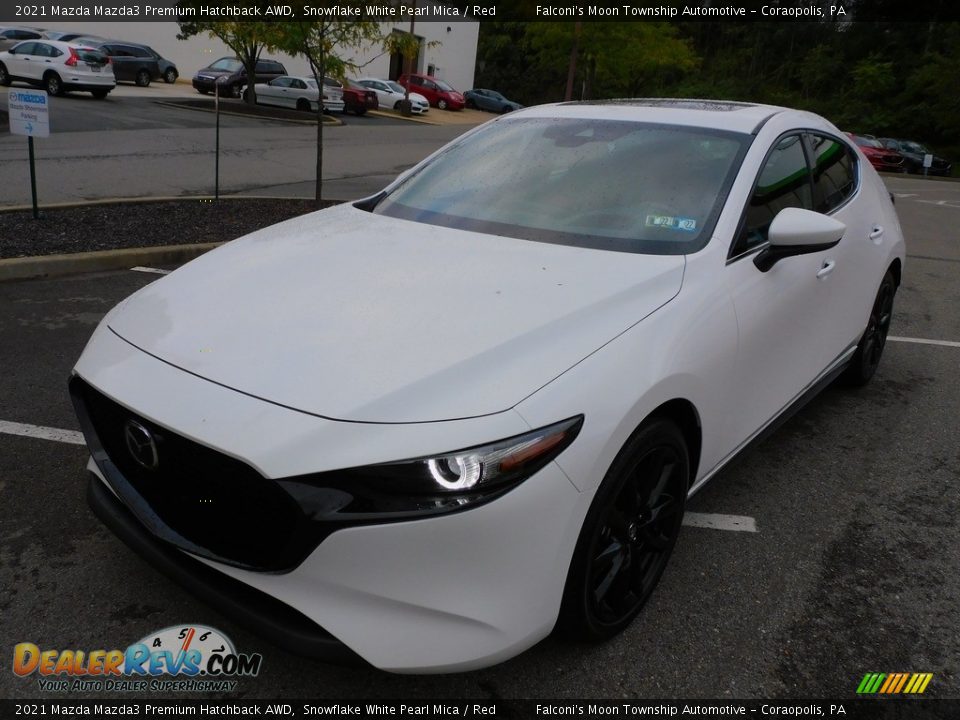 2021 Mazda Mazda3 Premium Hatchback AWD Snowflake White Pearl Mica / Red Photo #7
