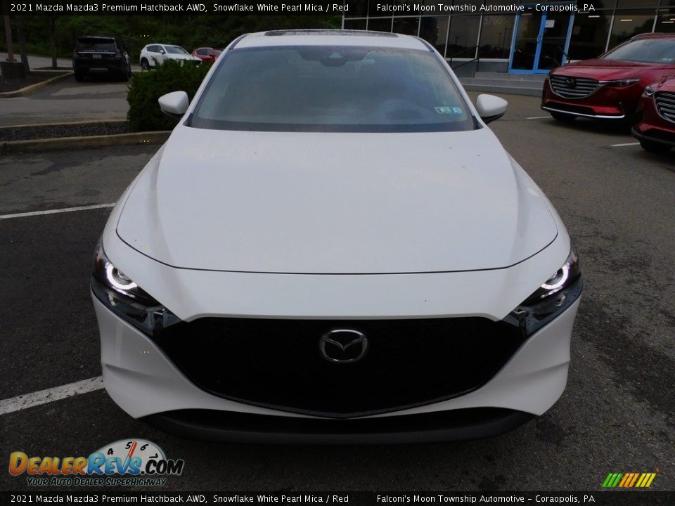 2021 Mazda Mazda3 Premium Hatchback AWD Snowflake White Pearl Mica / Red Photo #8