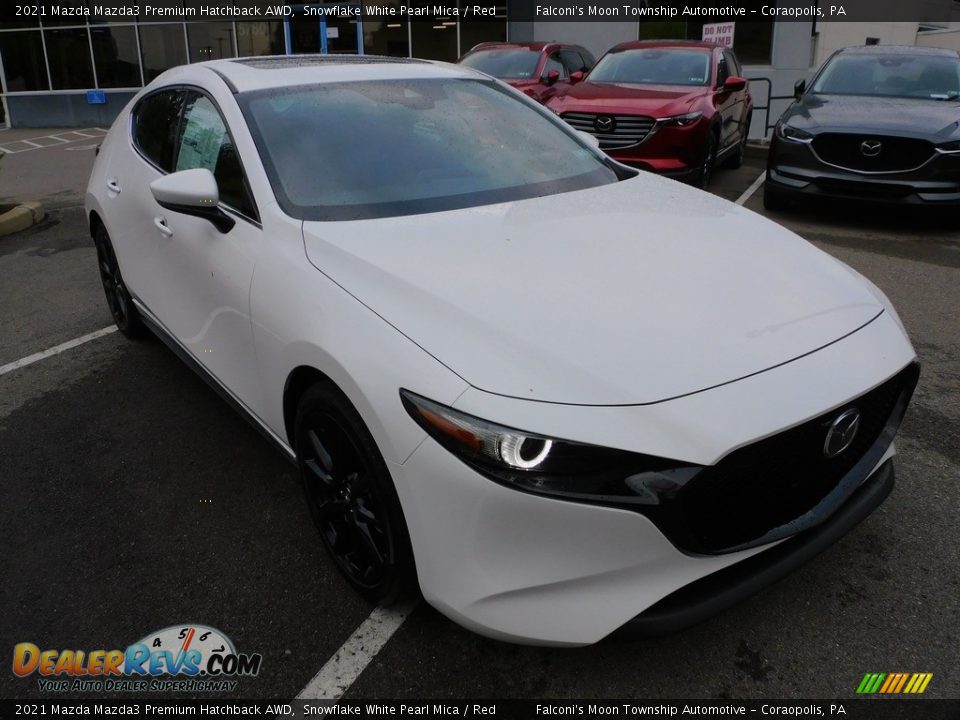 2021 Mazda Mazda3 Premium Hatchback AWD Snowflake White Pearl Mica / Red Photo #9