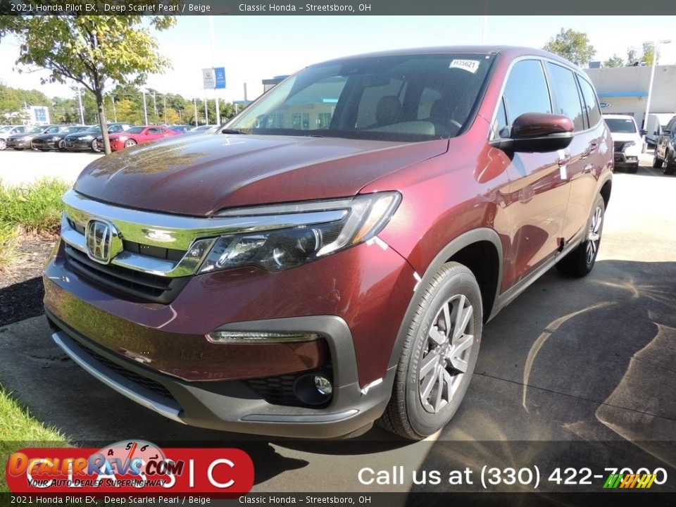 2021 Honda Pilot EX Deep Scarlet Pearl / Beige Photo #1