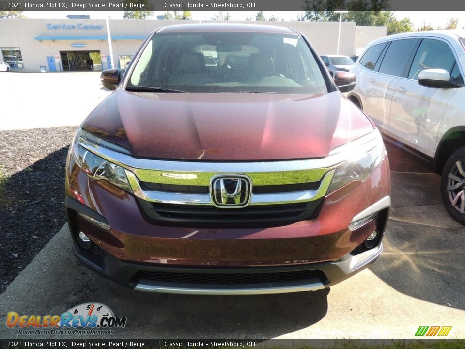 2021 Honda Pilot EX Deep Scarlet Pearl / Beige Photo #2