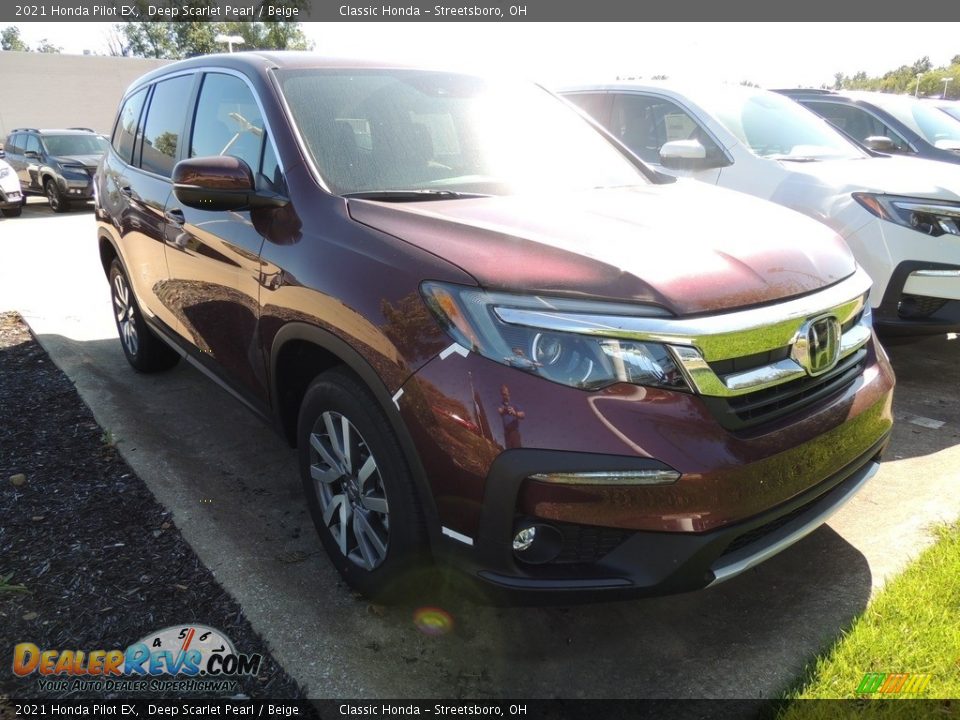 2021 Honda Pilot EX Deep Scarlet Pearl / Beige Photo #3