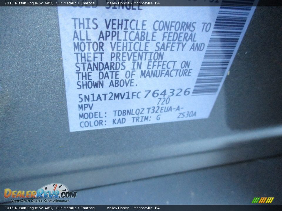 2015 Nissan Rogue SV AWD Gun Metallic / Charcoal Photo #19