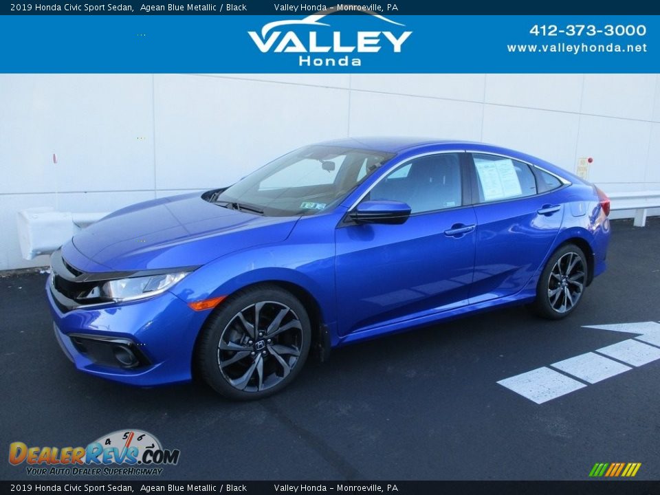 2019 Honda Civic Sport Sedan Agean Blue Metallic / Black Photo #1