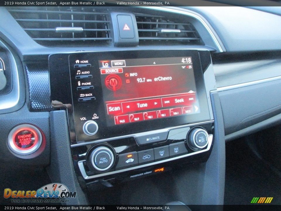 2019 Honda Civic Sport Sedan Agean Blue Metallic / Black Photo #14