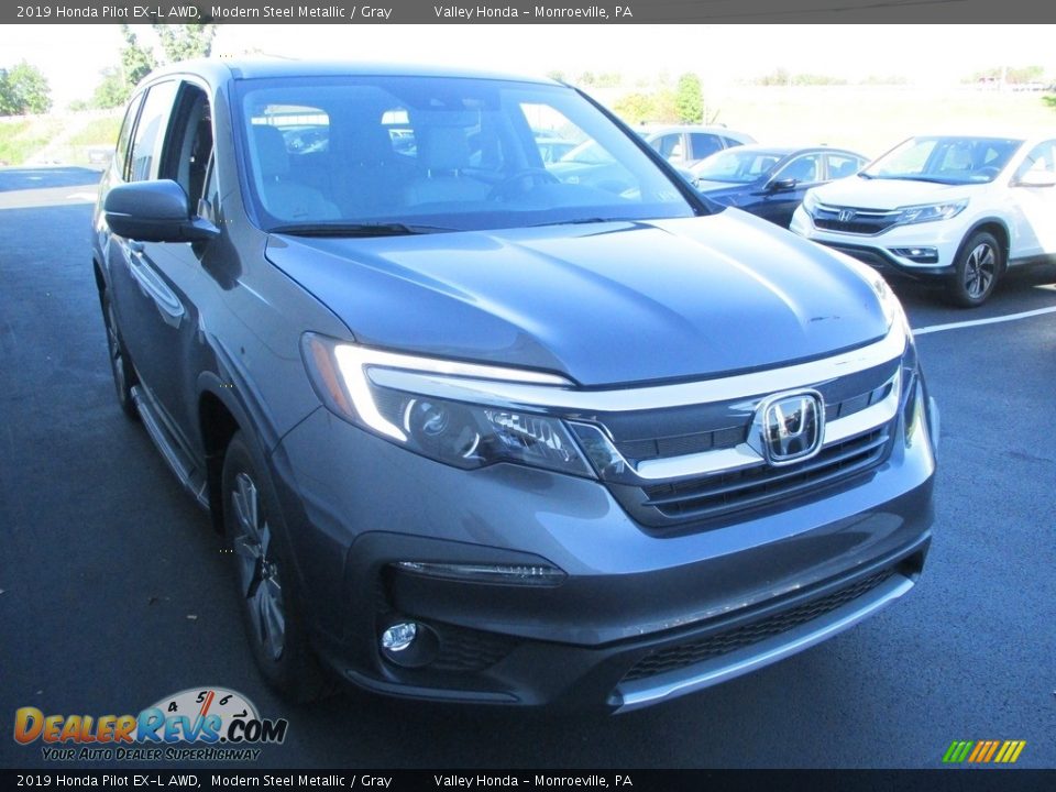 2019 Honda Pilot EX-L AWD Modern Steel Metallic / Gray Photo #8