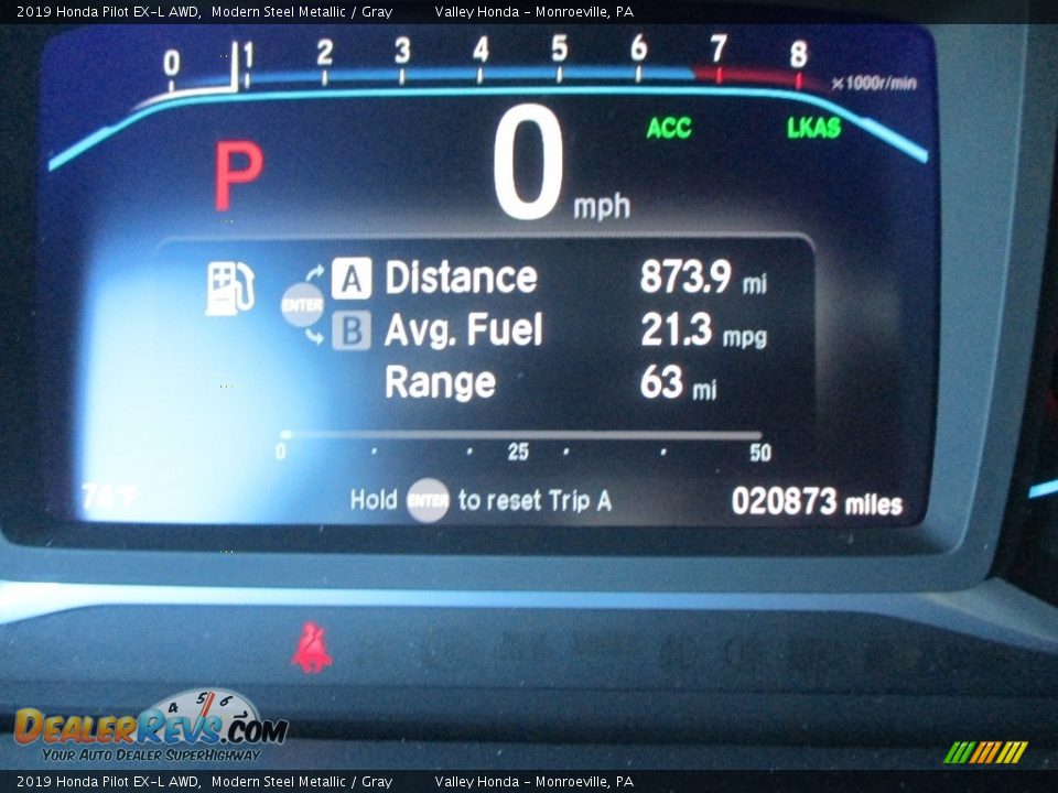 2019 Honda Pilot EX-L AWD Modern Steel Metallic / Gray Photo #20