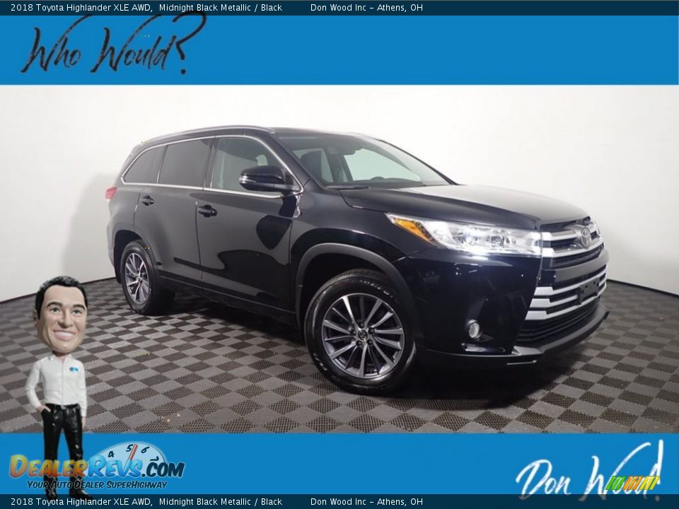 2018 Toyota Highlander XLE AWD Midnight Black Metallic / Black Photo #1