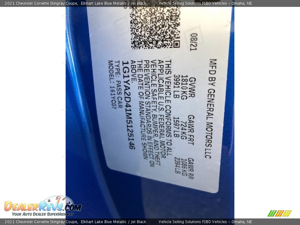 2021 Chevrolet Corvette Stingray Coupe Elkhart Lake Blue Metallic / Jet Black Photo #6