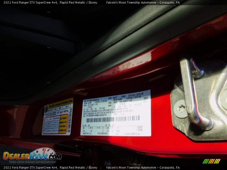 2021 Ford Ranger STX SuperCrew 4x4 Rapid Red Metallic / Ebony Photo #20