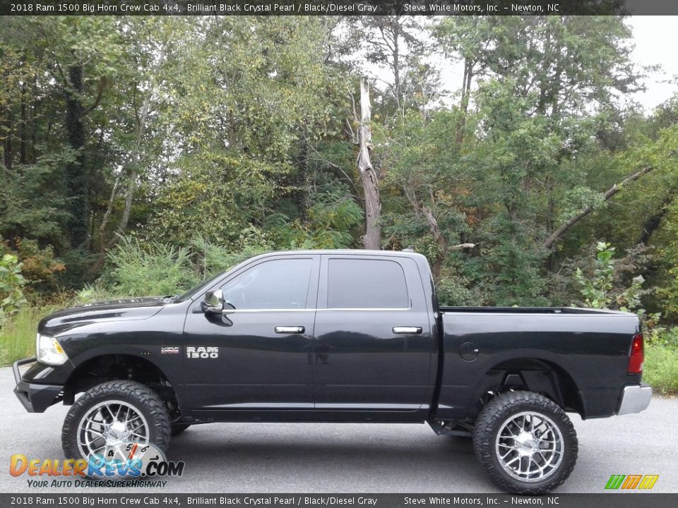 2018 Ram 1500 Big Horn Crew Cab 4x4 Brilliant Black Crystal Pearl / Black/Diesel Gray Photo #1