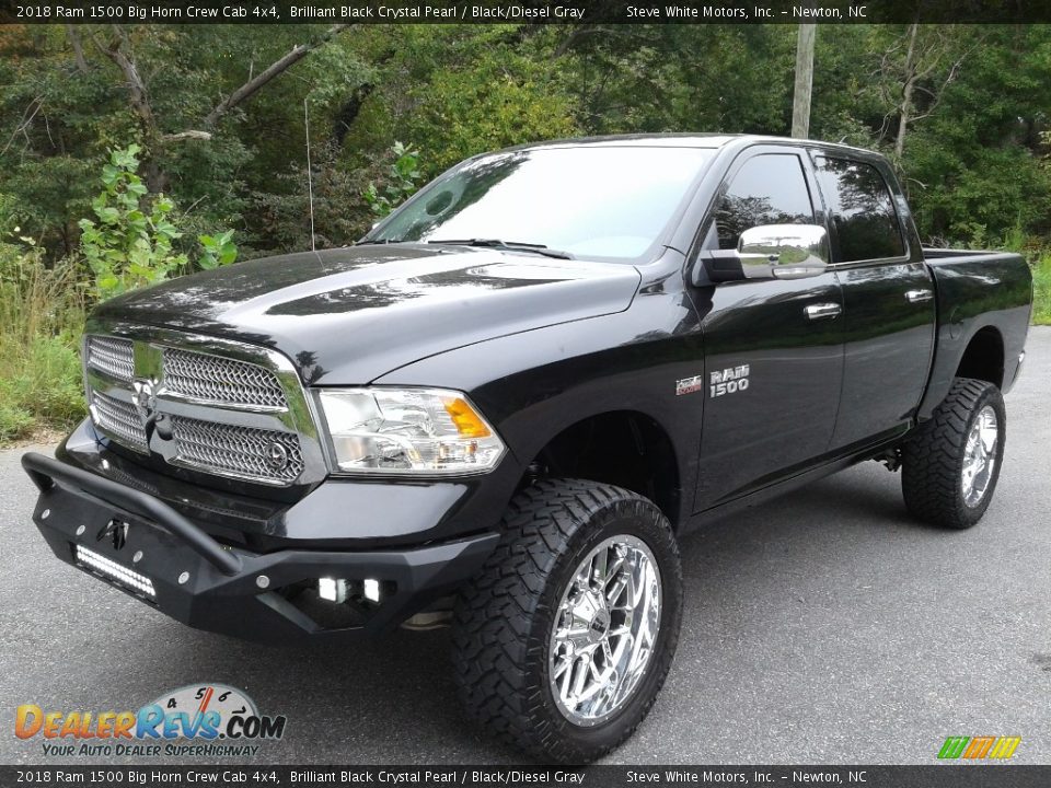 2018 Ram 1500 Big Horn Crew Cab 4x4 Brilliant Black Crystal Pearl / Black/Diesel Gray Photo #2