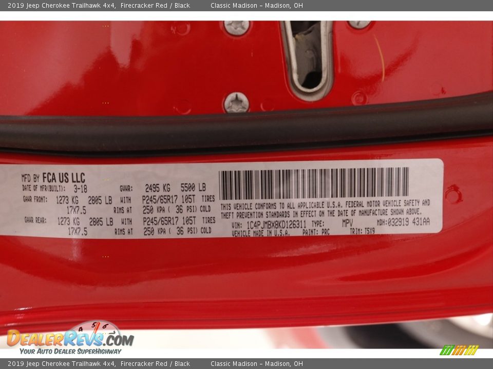 2019 Jeep Cherokee Trailhawk 4x4 Firecracker Red / Black Photo #21