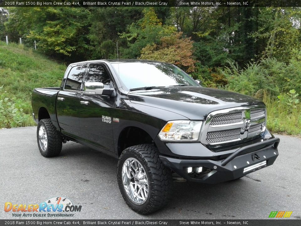 2018 Ram 1500 Big Horn Crew Cab 4x4 Brilliant Black Crystal Pearl / Black/Diesel Gray Photo #4