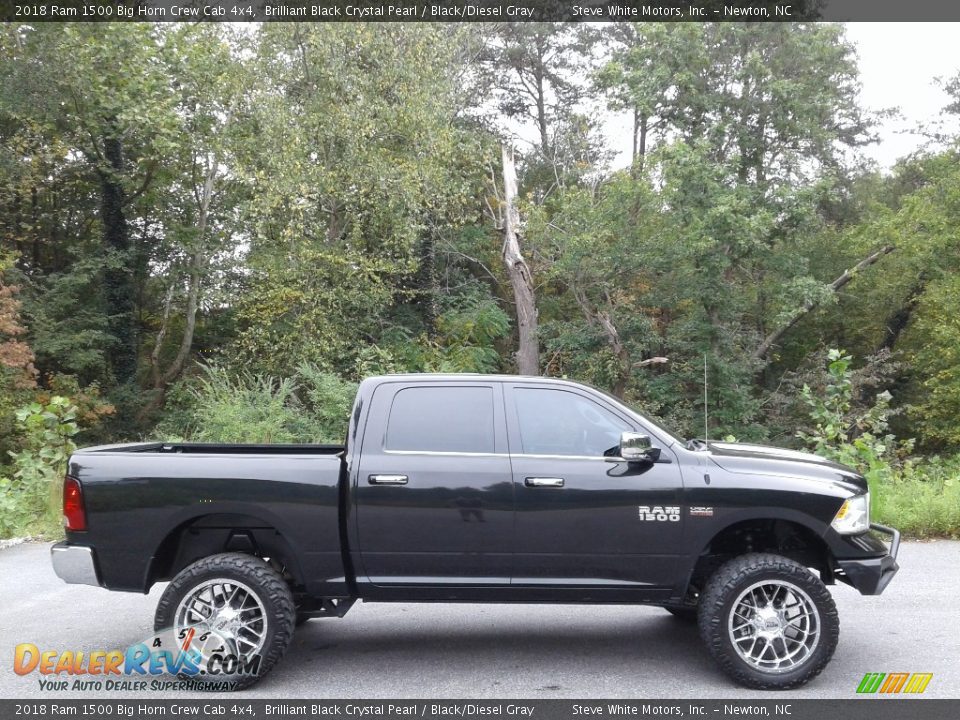 2018 Ram 1500 Big Horn Crew Cab 4x4 Brilliant Black Crystal Pearl / Black/Diesel Gray Photo #5