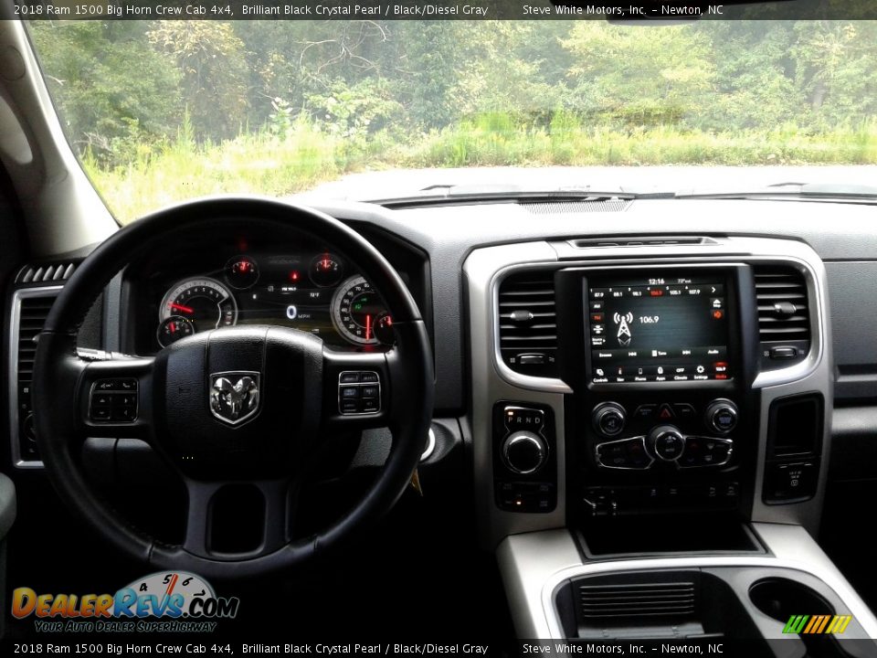 2018 Ram 1500 Big Horn Crew Cab 4x4 Brilliant Black Crystal Pearl / Black/Diesel Gray Photo #24