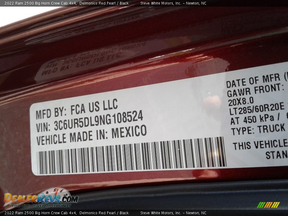 2022 Ram 2500 Big Horn Crew Cab 4x4 Delmonico Red Pearl / Black Photo #34