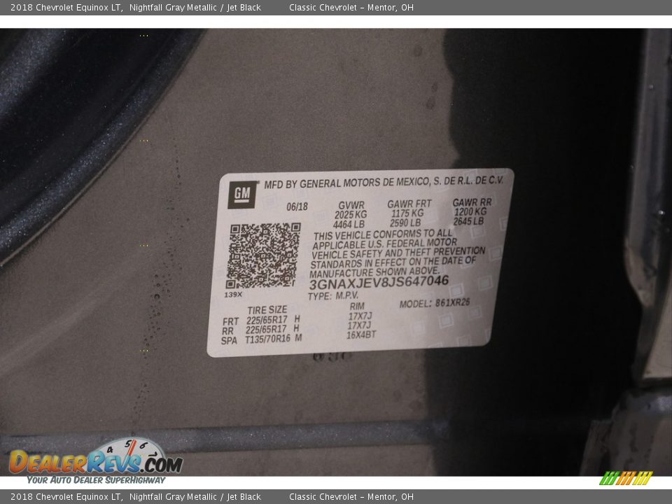 2018 Chevrolet Equinox LT Nightfall Gray Metallic / Jet Black Photo #17