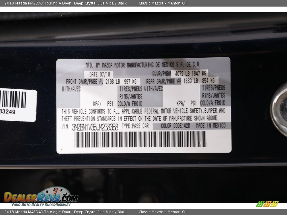 2018 Mazda MAZDA3 Touring 4 Door Deep Crystal Blue Mica / Black Photo #19