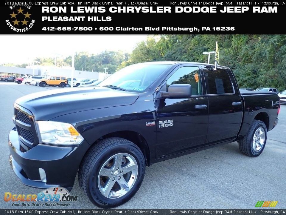 2018 Ram 1500 Express Crew Cab 4x4 Brilliant Black Crystal Pearl / Black/Diesel Gray Photo #1