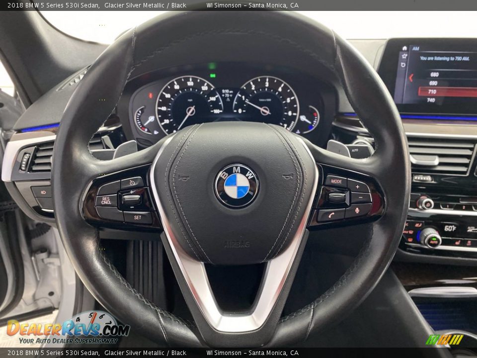 2018 BMW 5 Series 530i Sedan Glacier Silver Metallic / Black Photo #18