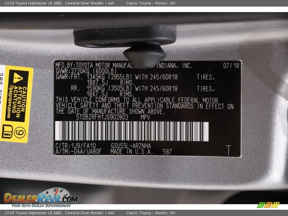 2018 Toyota Highlander LE AWD Celestial Silver Metallic / Ash Photo #20