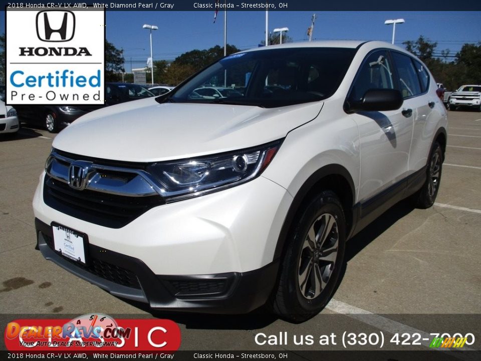 2018 Honda CR-V LX AWD White Diamond Pearl / Gray Photo #1