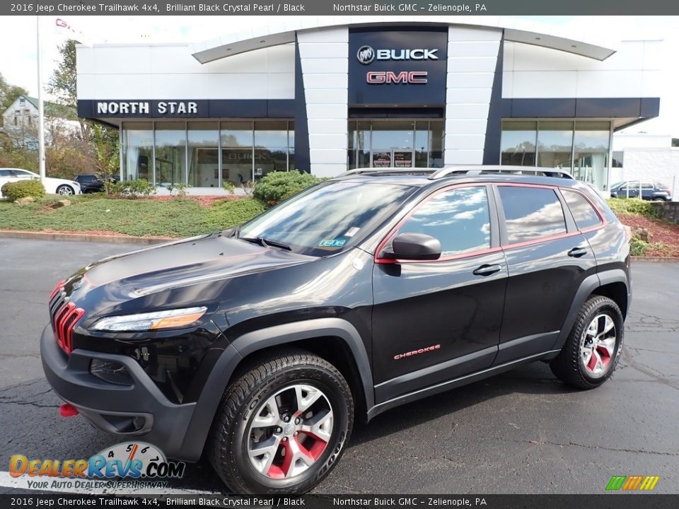 2016 Jeep Cherokee Trailhawk 4x4 Brilliant Black Crystal Pearl / Black Photo #1