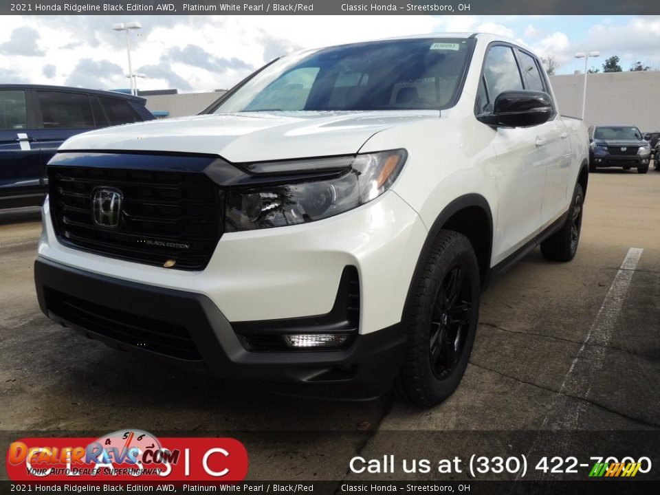 2021 Honda Ridgeline Black Edition AWD Platinum White Pearl / Black/Red Photo #1