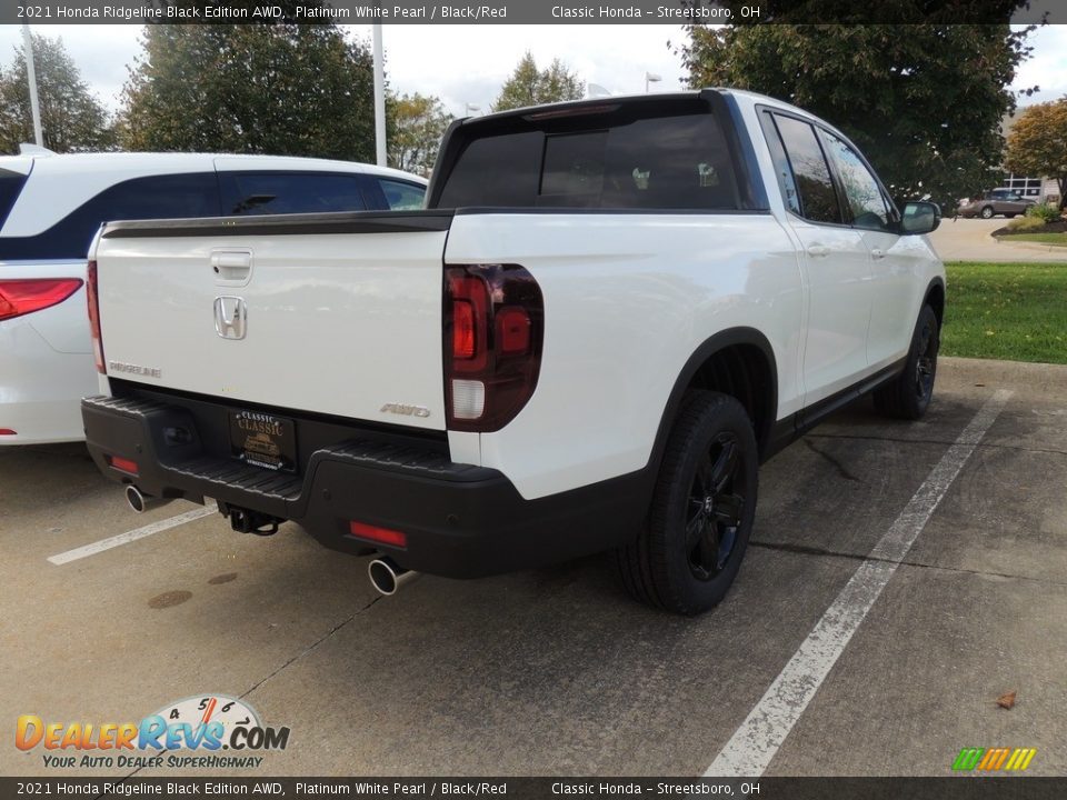 2021 Honda Ridgeline Black Edition AWD Platinum White Pearl / Black/Red Photo #4