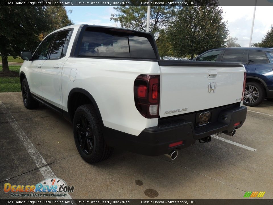 2021 Honda Ridgeline Black Edition AWD Platinum White Pearl / Black/Red Photo #5