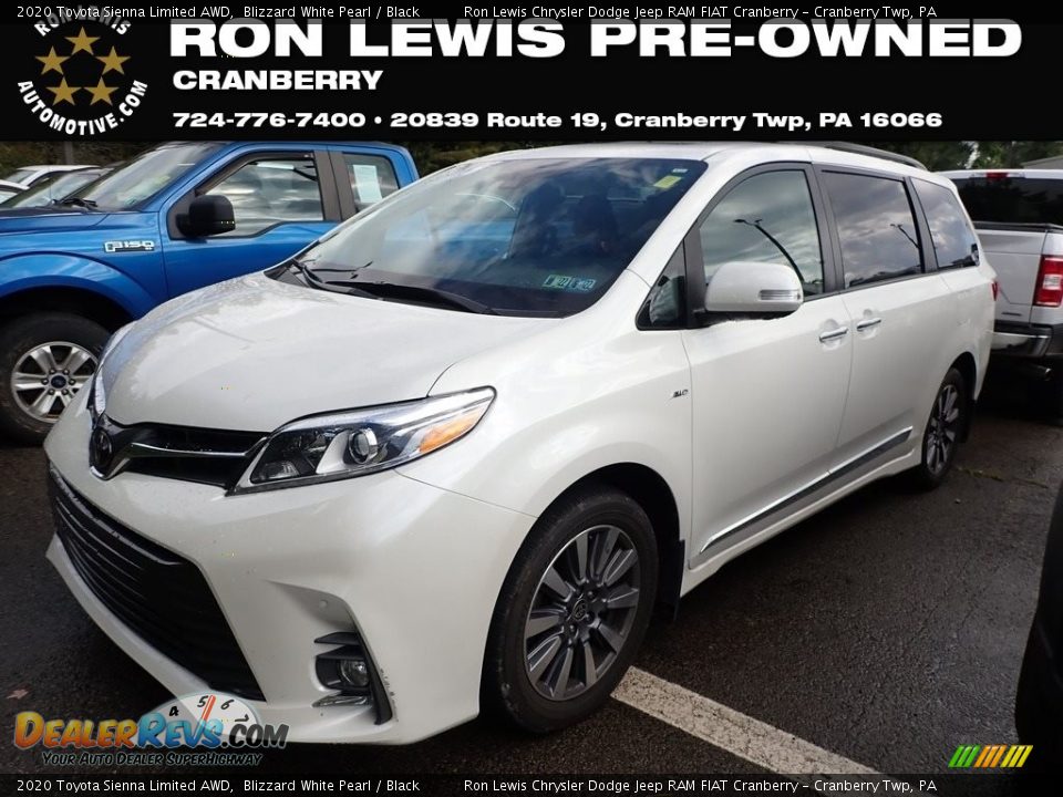 2020 Toyota Sienna Limited AWD Blizzard White Pearl / Black Photo #1