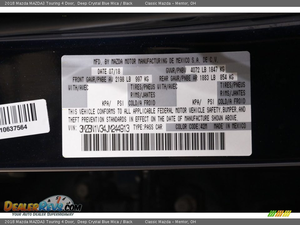 2018 Mazda MAZDA3 Touring 4 Door Deep Crystal Blue Mica / Black Photo #19