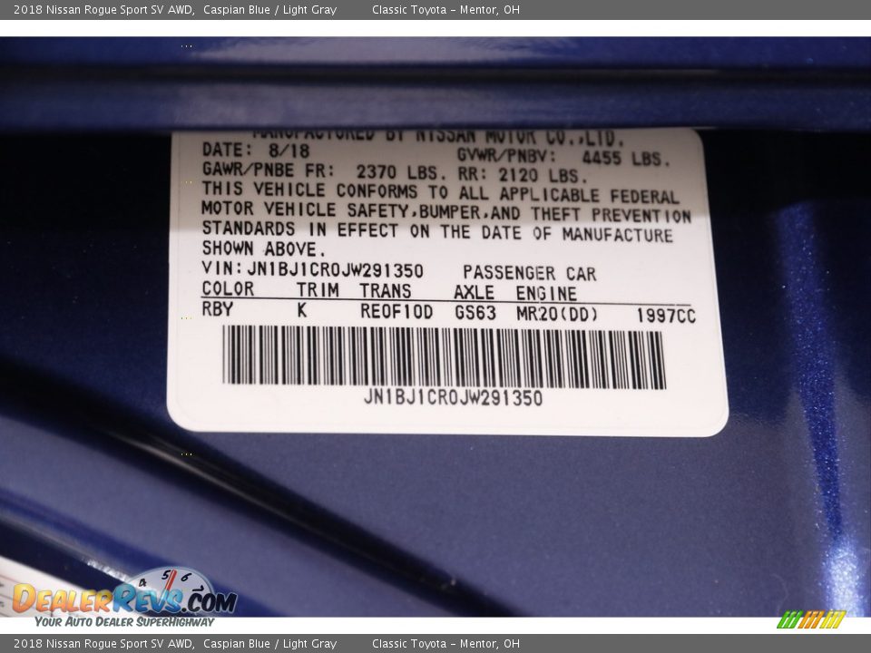2018 Nissan Rogue Sport SV AWD Caspian Blue / Light Gray Photo #18