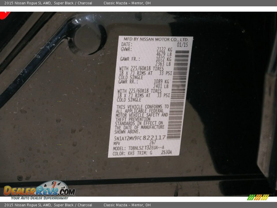 2015 Nissan Rogue SL AWD Super Black / Charcoal Photo #20