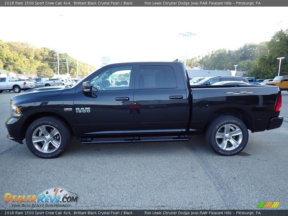 2018 Ram 1500 Sport Crew Cab 4x4 Brilliant Black Crystal Pearl / Black Photo #2